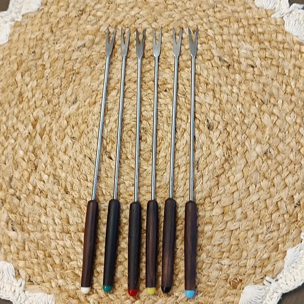 Vintage 6-Piece Stainless Steel Fondue Forks Original Box